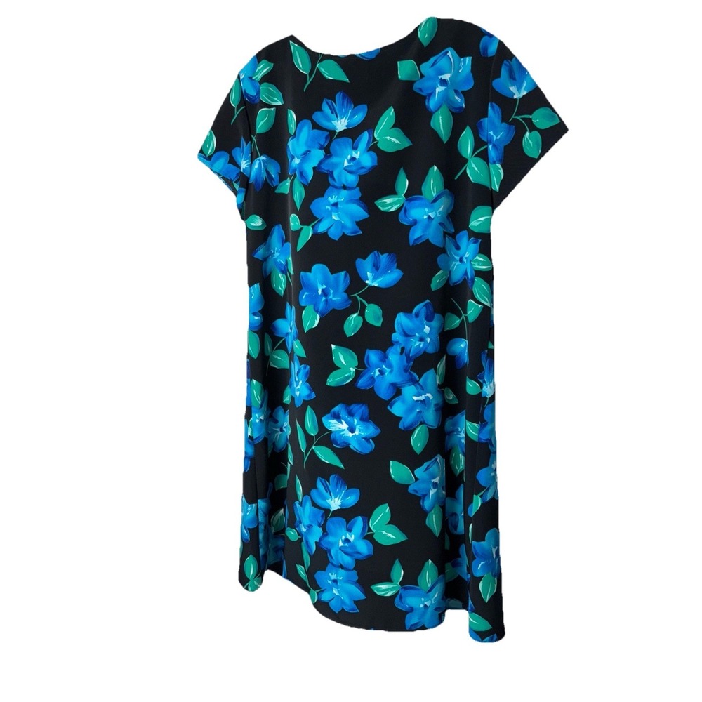 Sag Harbor dress 10 short sleeve floral black blue sheath